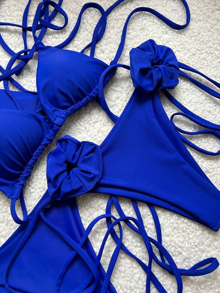 Синій купальник бікіні на зав'язках 