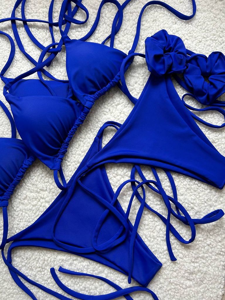 Синій купальник бікіні на зав'язках 