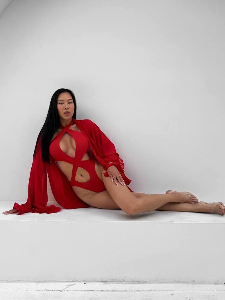 Пляжна накидка кімоно червона шифонова 