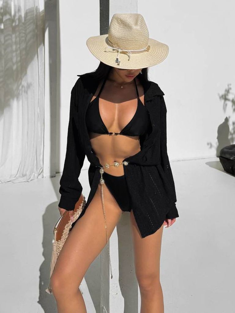 Пляжна сорочка чорна подовжена