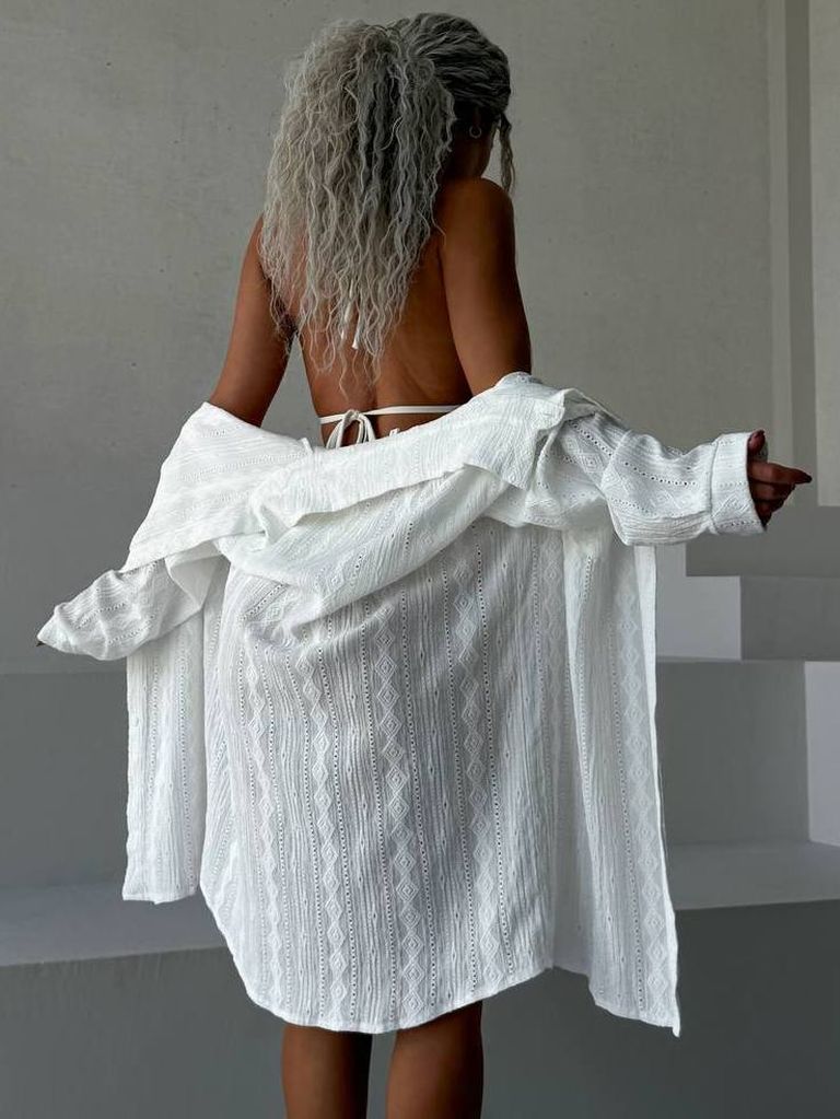 Пляжна сорочка біла подовжена