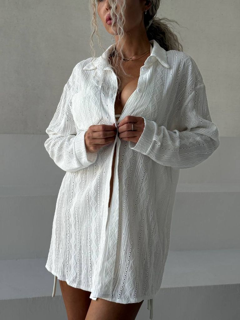 Пляжна сорочка біла подовжена