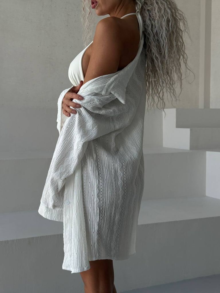 Пляжна сорочка біла подовжена