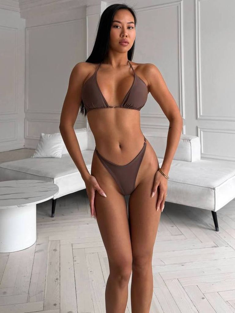 Купальник бікіні мінімалістичний кава