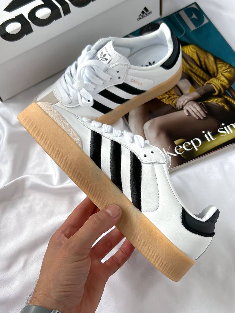 Кросівки білі з чорним Adidas Samba Platform