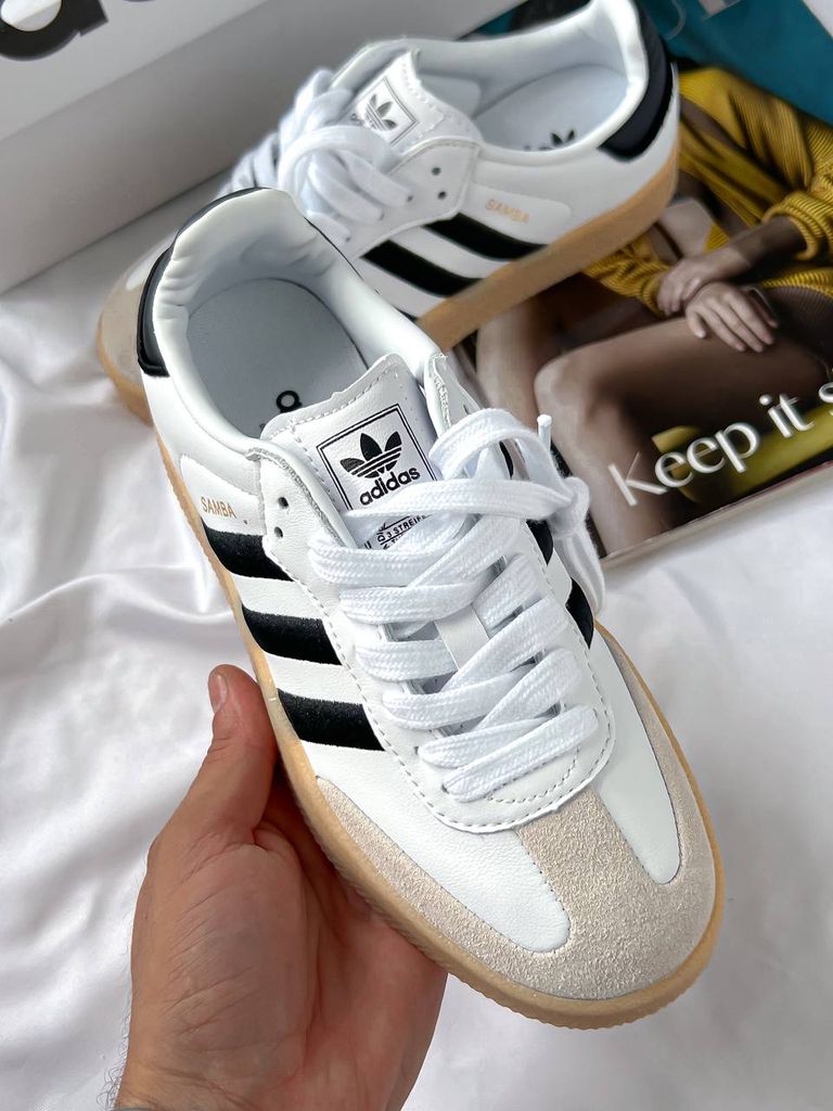 Кросівки білі з чорним Adidas Samba Platform