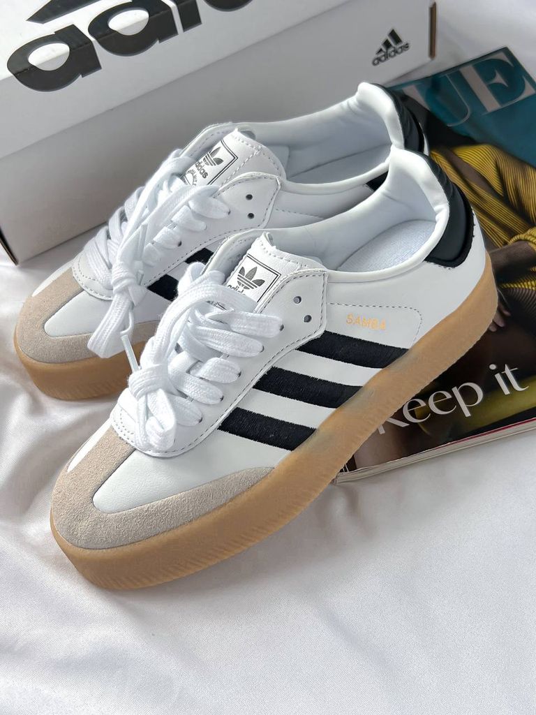 Кросівки білі з чорним Adidas Samba Platform