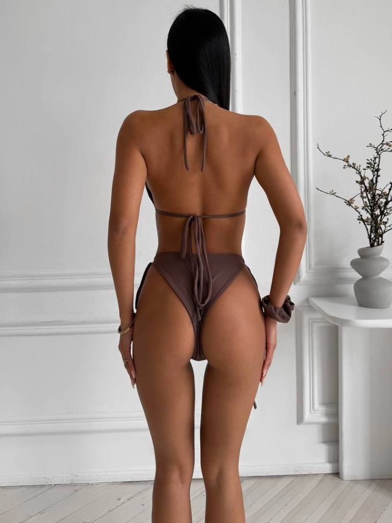 Купальник бікіні мокко на зав'язках 