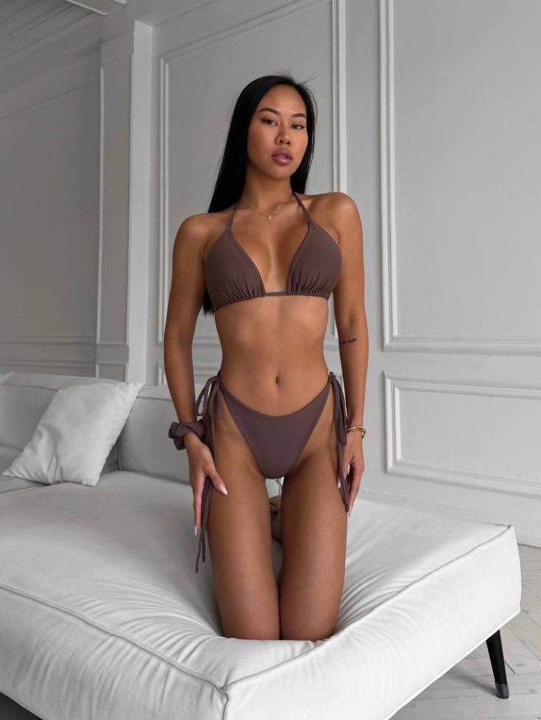 Купальник бікіні мокко на зав'язках 