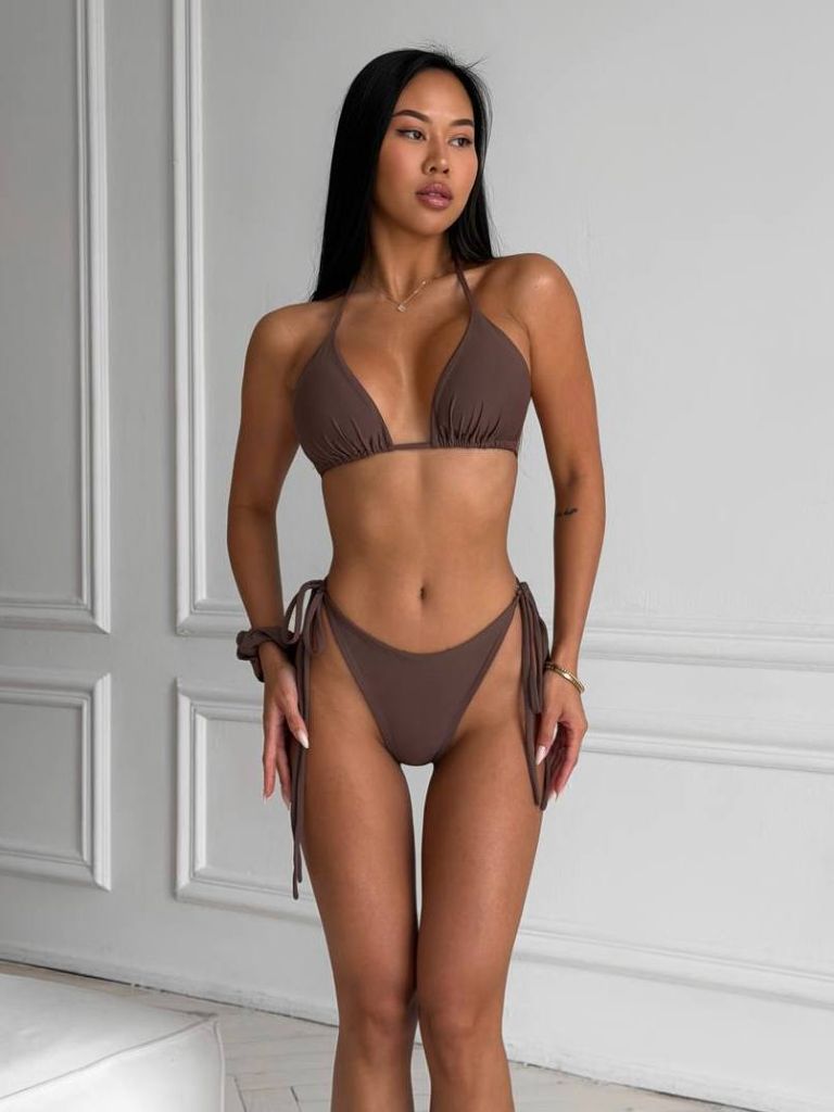 Купальник бікіні мокко на зав'язках 
