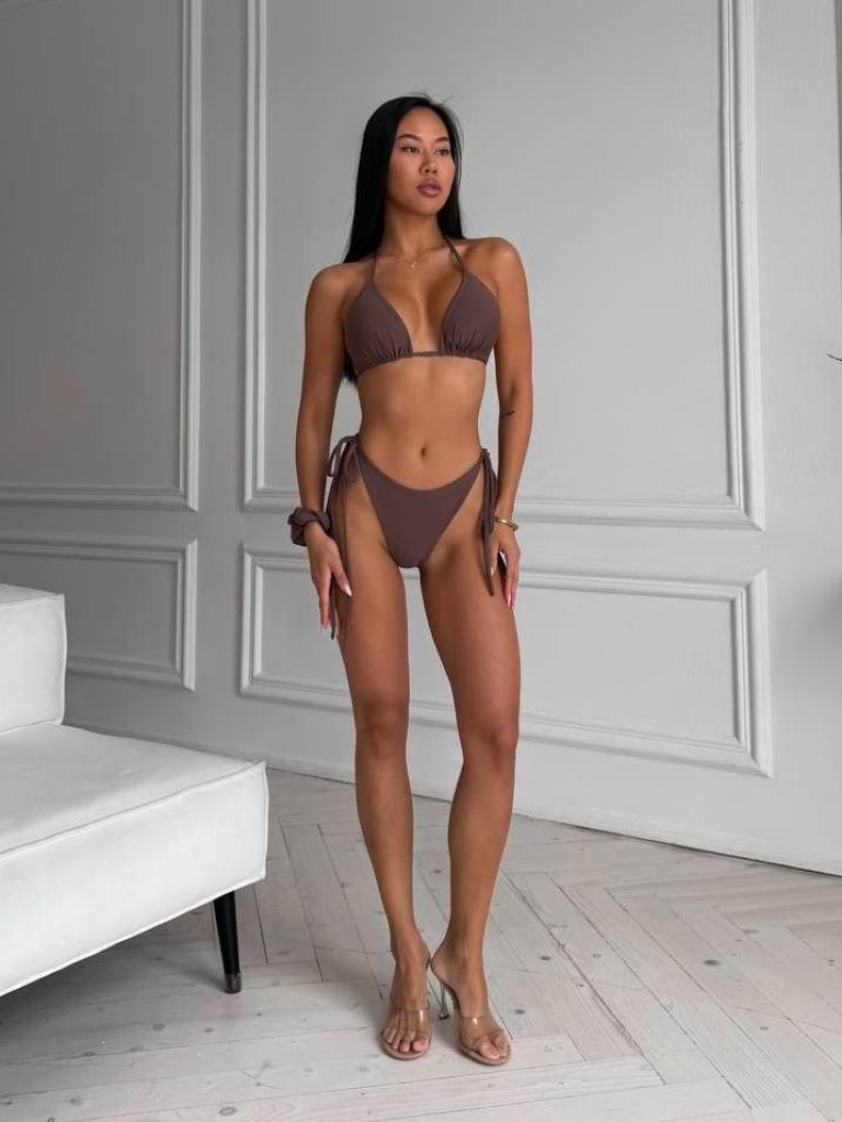 Купальник бікіні мокко на зав'язках 