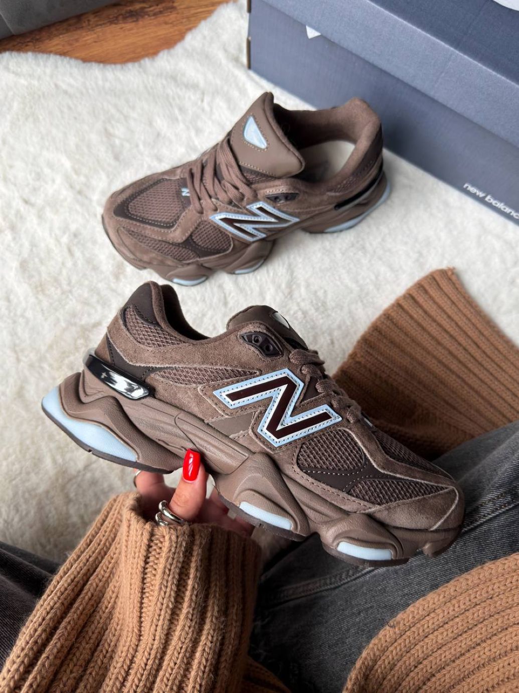 Кросівки коричневі з блакитним New Balance 9060 Brown Ice