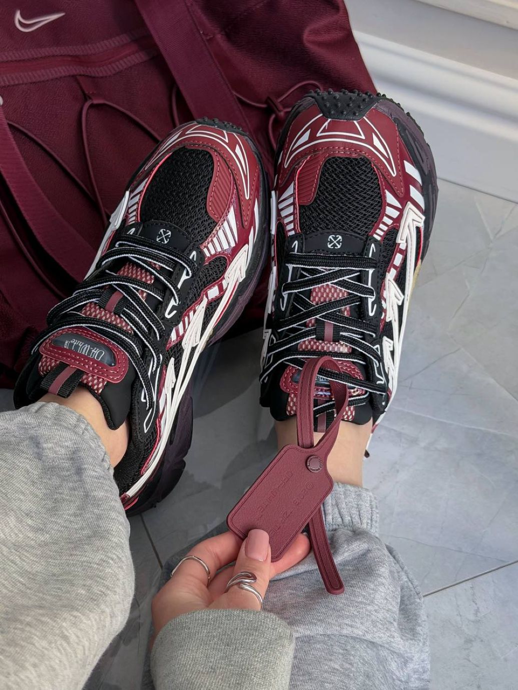 Кросівки Off White BE RIGHT BACK Burgundy
