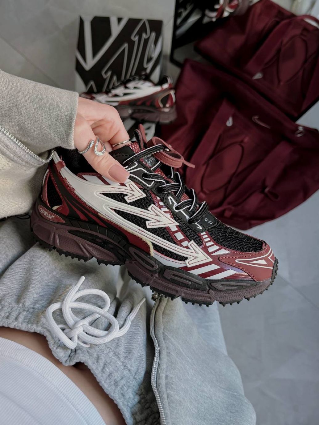 Кросівки Off White BE RIGHT BACK Burgundy