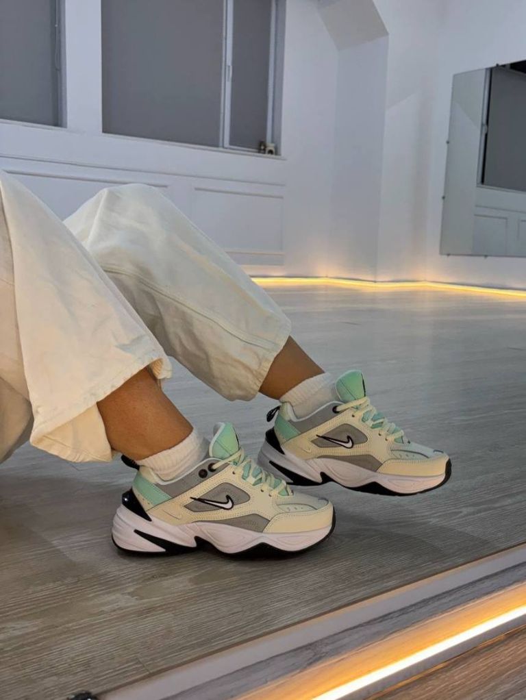 Кросівки білі з сірими та м'ятними вставками Nike M2K Tekno