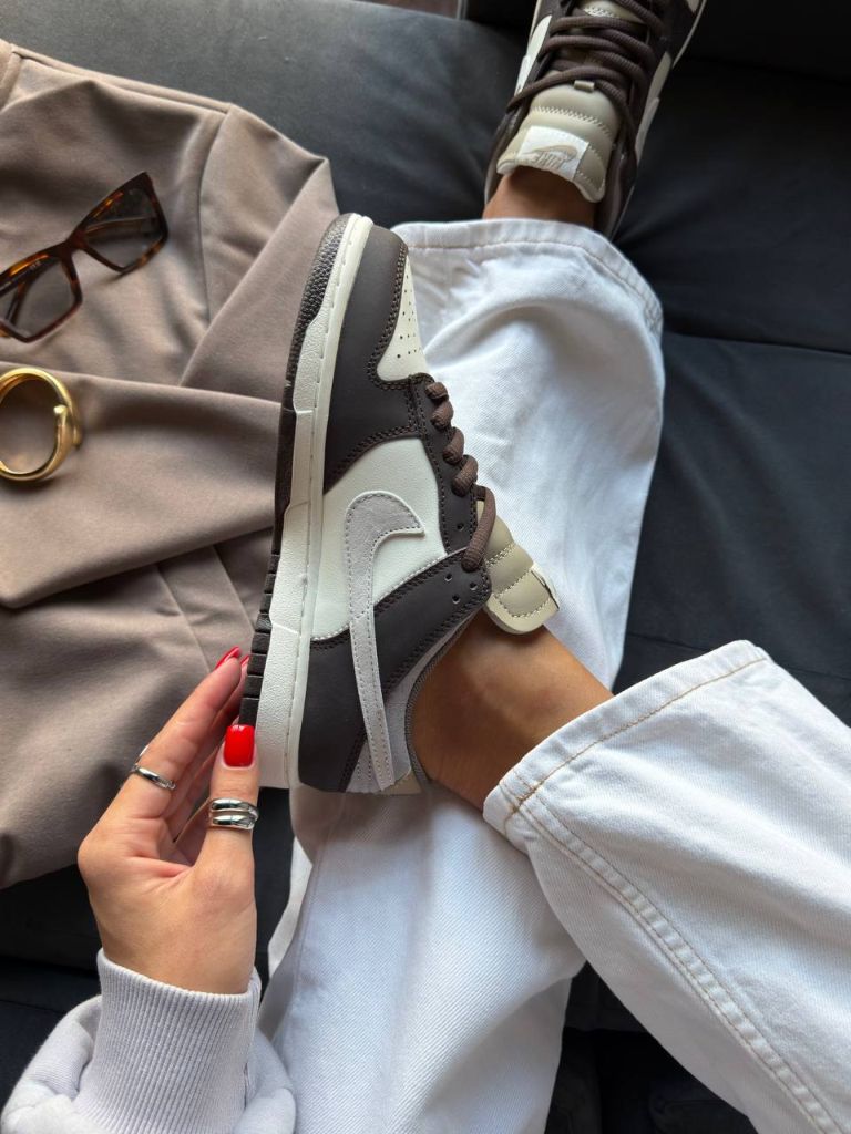 Кросівки шоколадно-бежеві Nike Dunk Low Light Orewood Brown